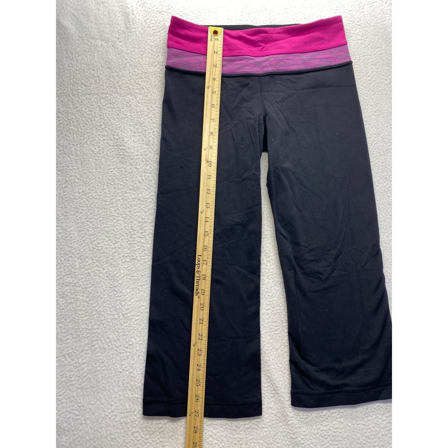Lululemon Cropped Yoga Pants With Pink Waistband Size 4 #7338