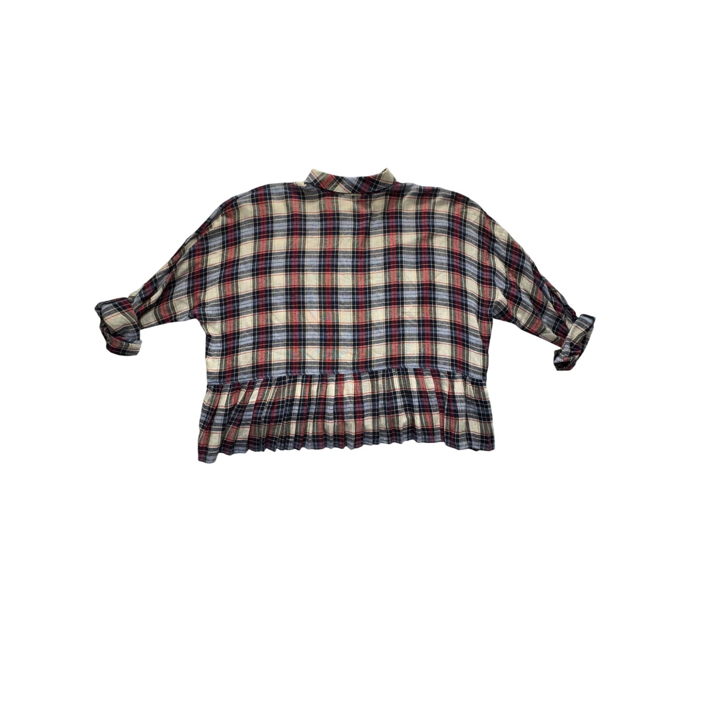 Free People Plaid Ruffle Button-Up Shirt #7582
