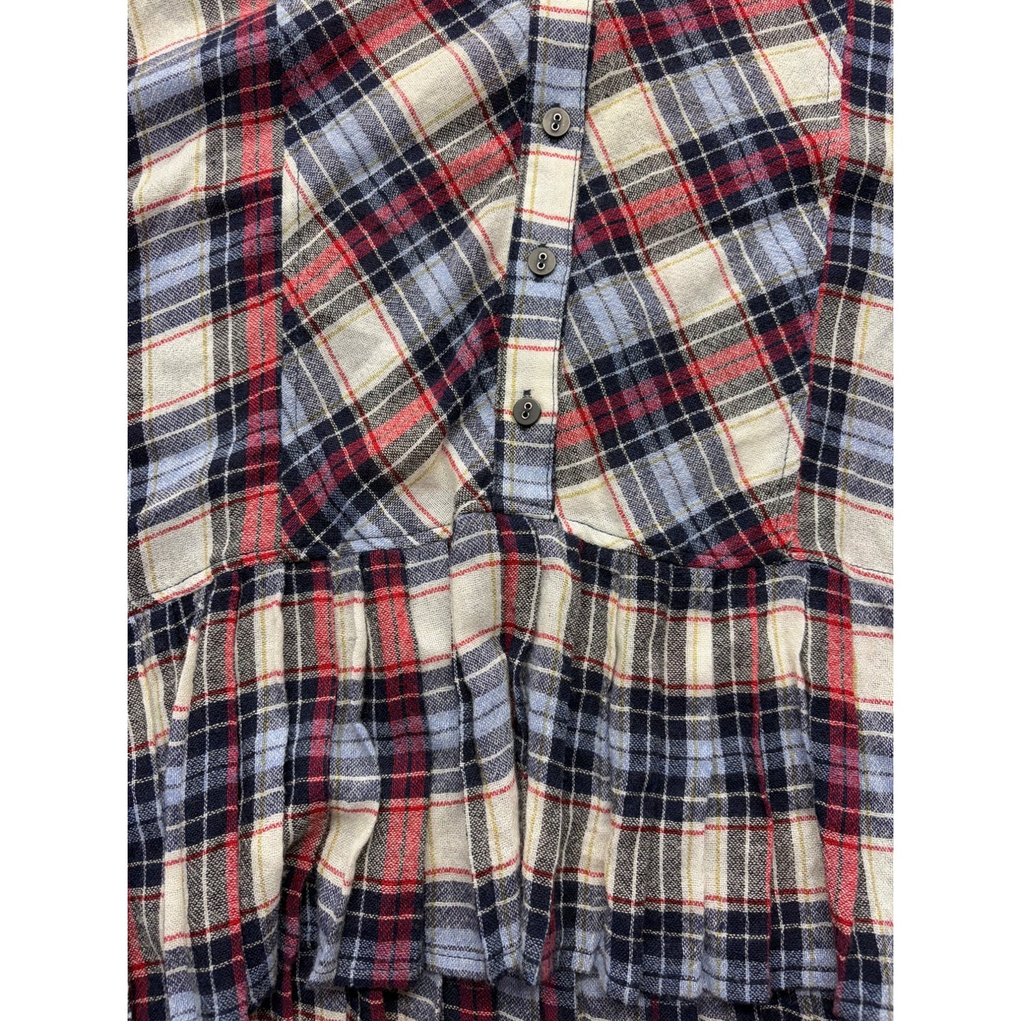 Free People Plaid Ruffle Button-Up Shirt #7582
