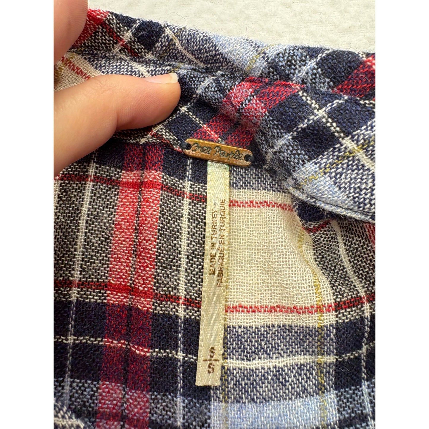 Free People Plaid Ruffle Button-Up Shirt #7582