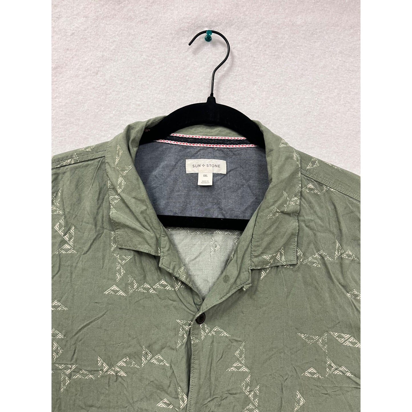 Men’s Sun + Stone XXL Tropical Green Short Sleeve Button-Up Shirt #6071