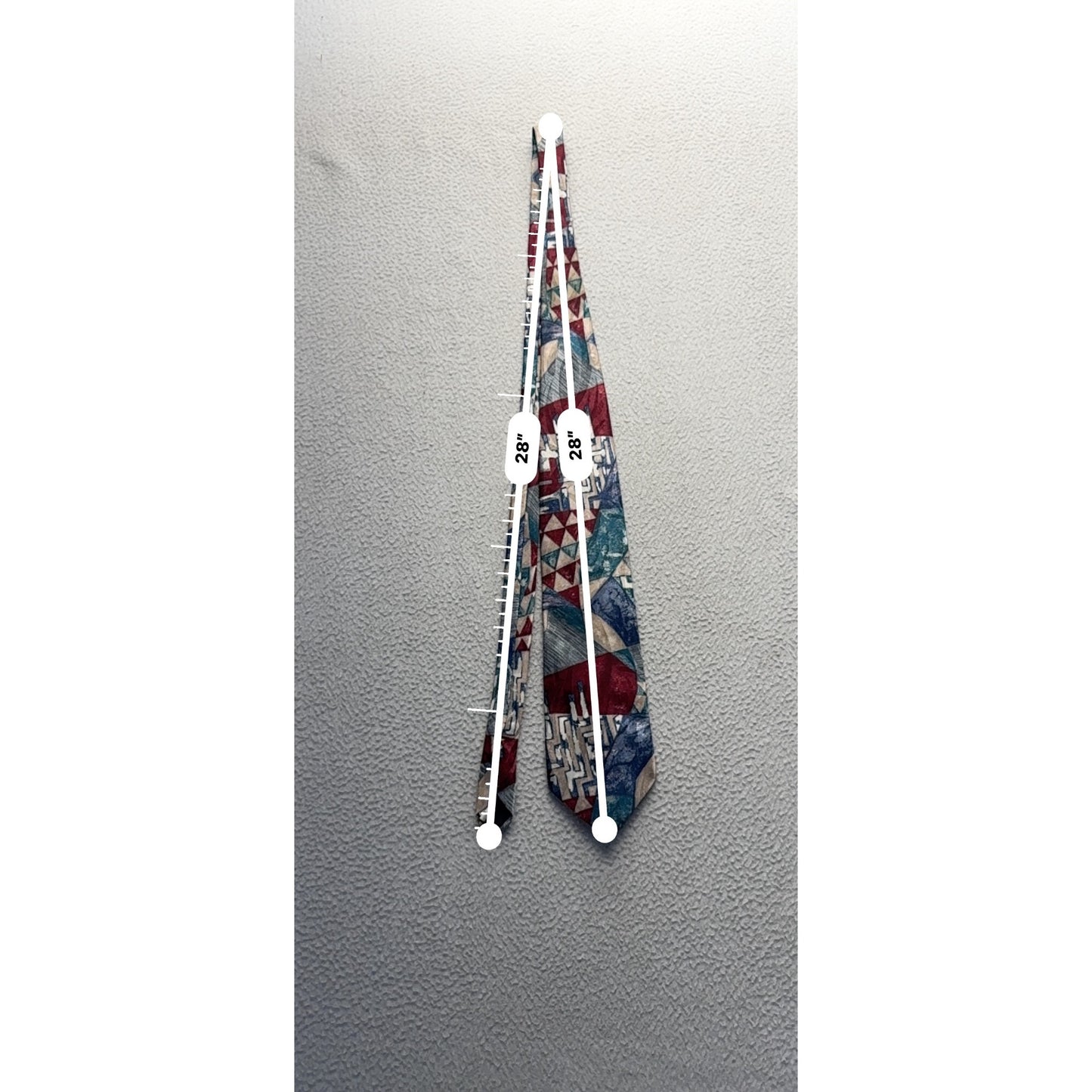 Wembley Multicolor Geometric Pattern Tie Made In USA 28" Silk Blend #9610