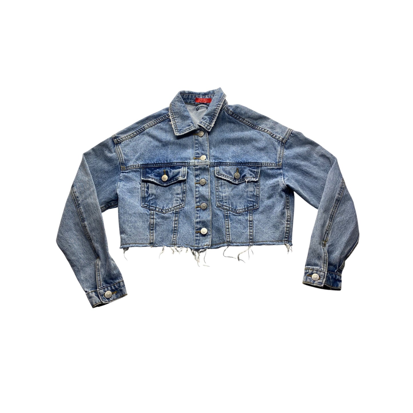 Cropped Denim Jacket With Frayed Hem By HH Jeans Los Angeles #7278