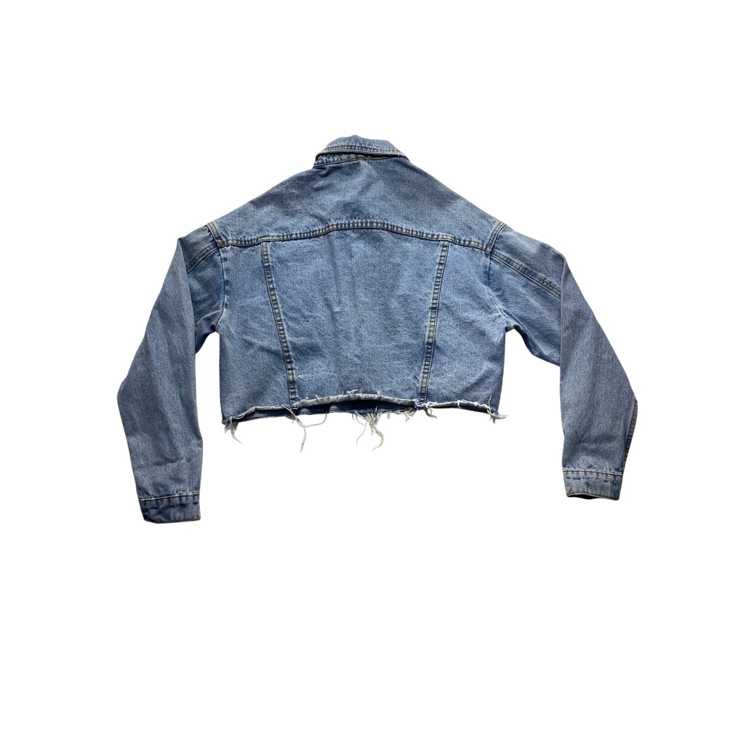 Cropped Denim Jacket With Frayed Hem By HH Jeans Los Angeles #7278
