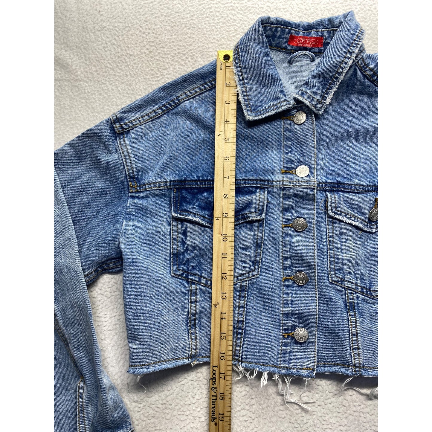Cropped Denim Jacket With Frayed Hem By HH Jeans Los Angeles #7278