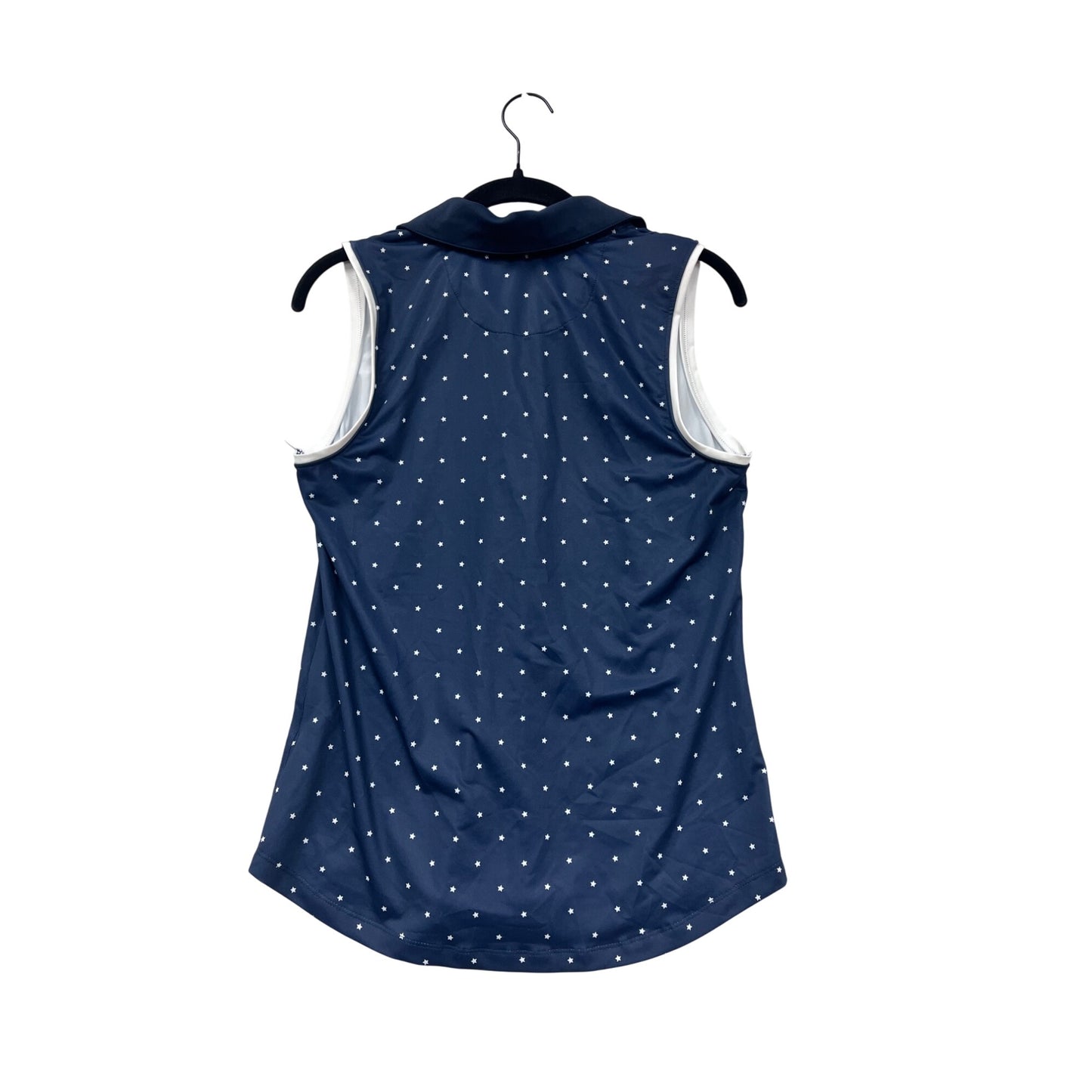 Lady Hagen Womens Sleeveless Navy Star Print Polo Shirt S #6868