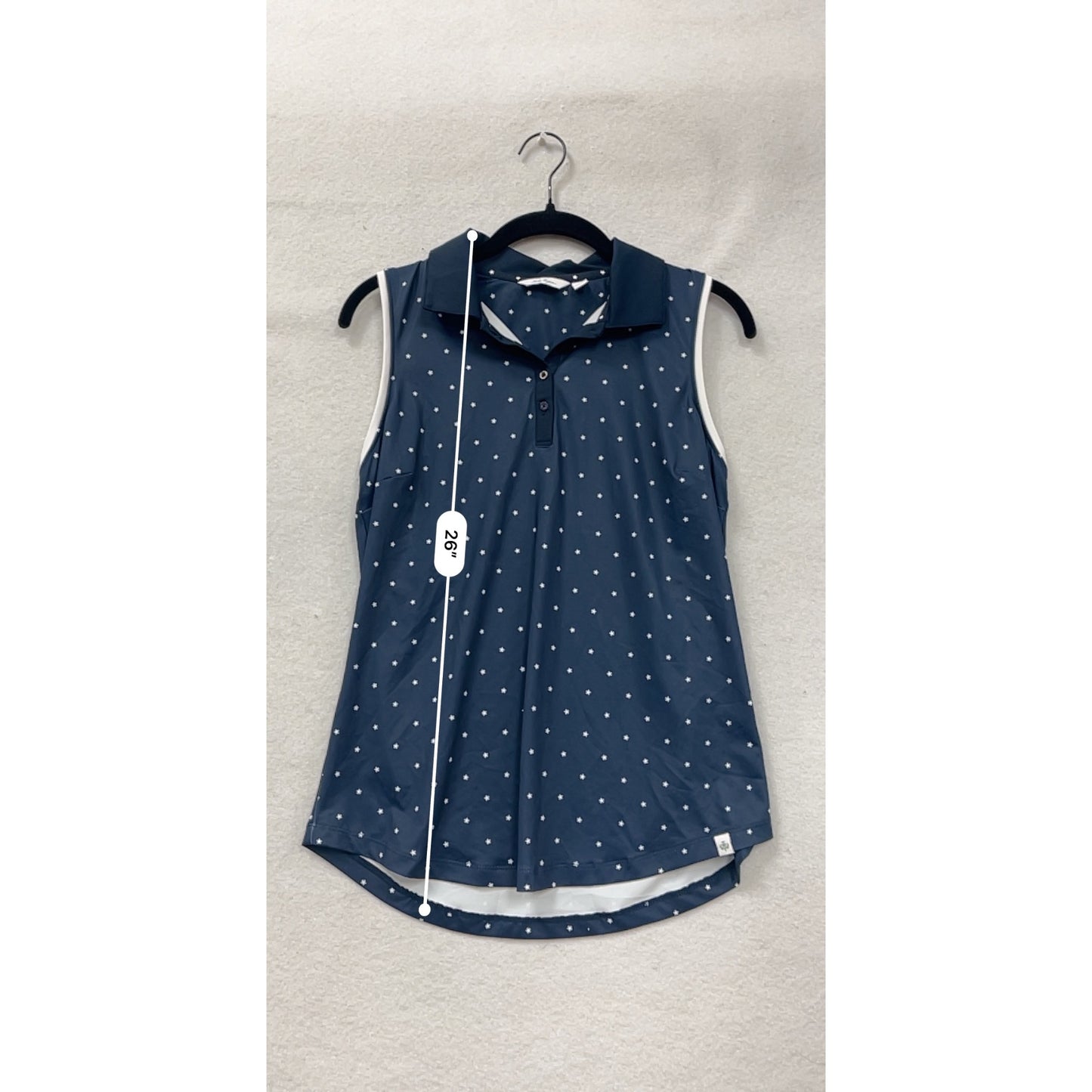 Lady Hagen Womens Sleeveless Navy Star Print Polo Shirt S #6868