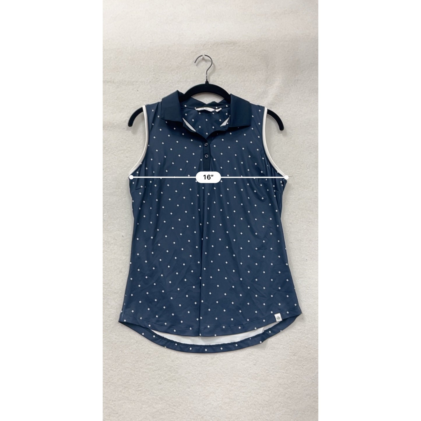 Lady Hagen Womens Sleeveless Navy Star Print Polo Shirt S #6868