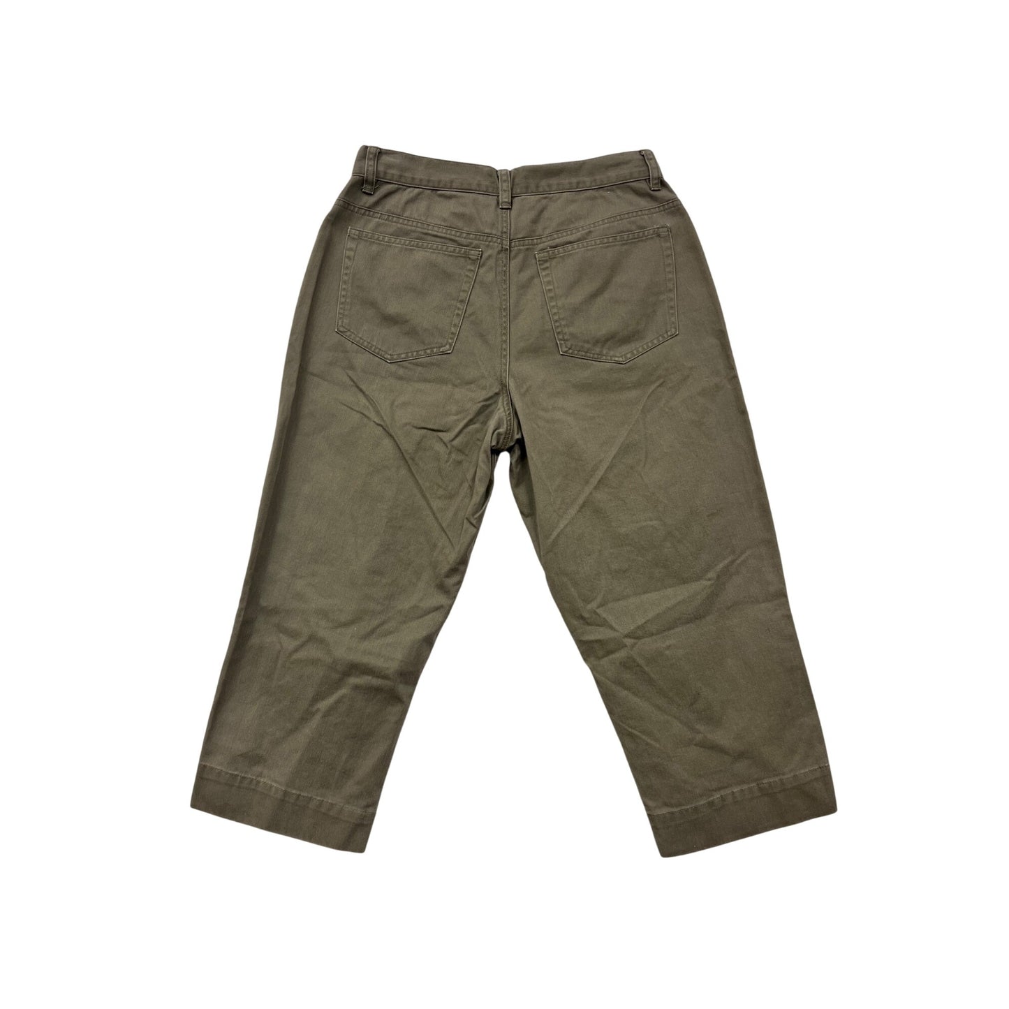 Eddie Bauer Womens Petite 8 Olive Green 100% Cotton Cropped Pants #6724
