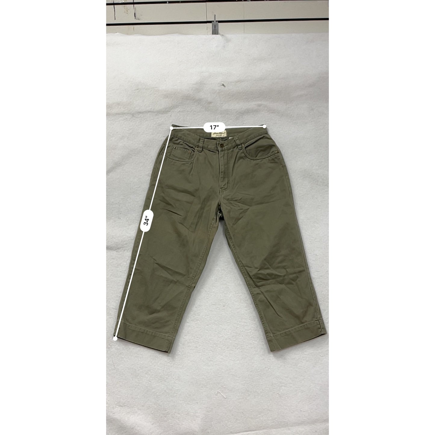 Eddie Bauer Womens Petite 8 Olive Green 100% Cotton Cropped Pants #6724