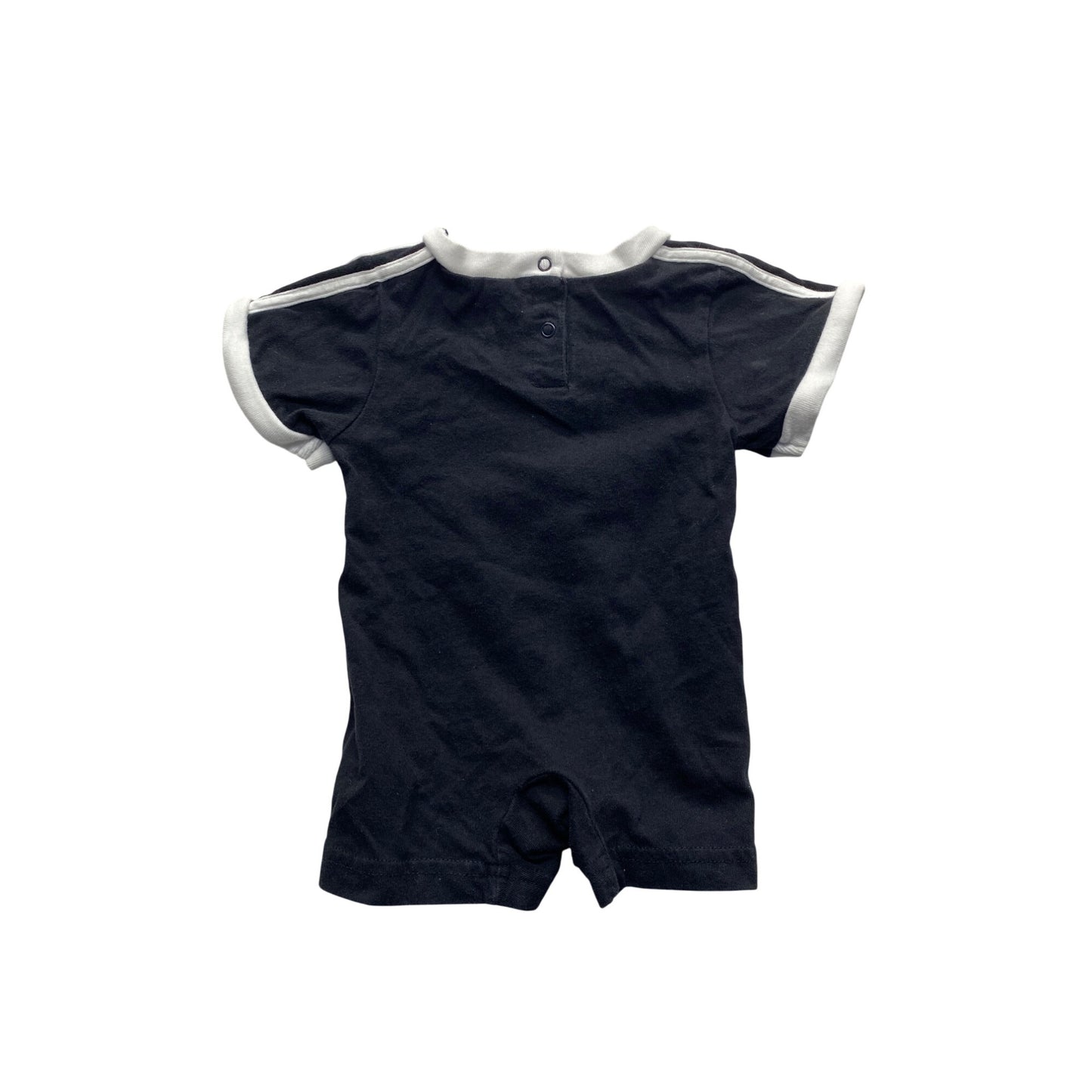 Adidas Baby Romper 3M Black Red Logo Short Sleeve Snaps Cotton #7085