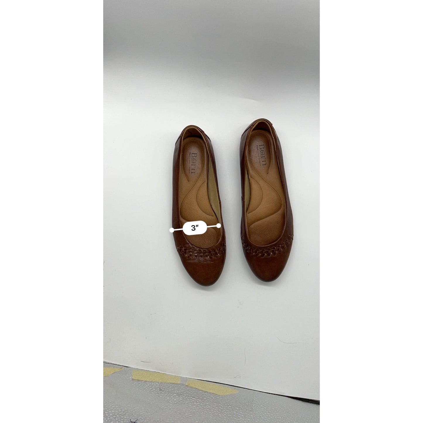 Born Womens Brown Leather Flats With Woven Toe Detail #6641