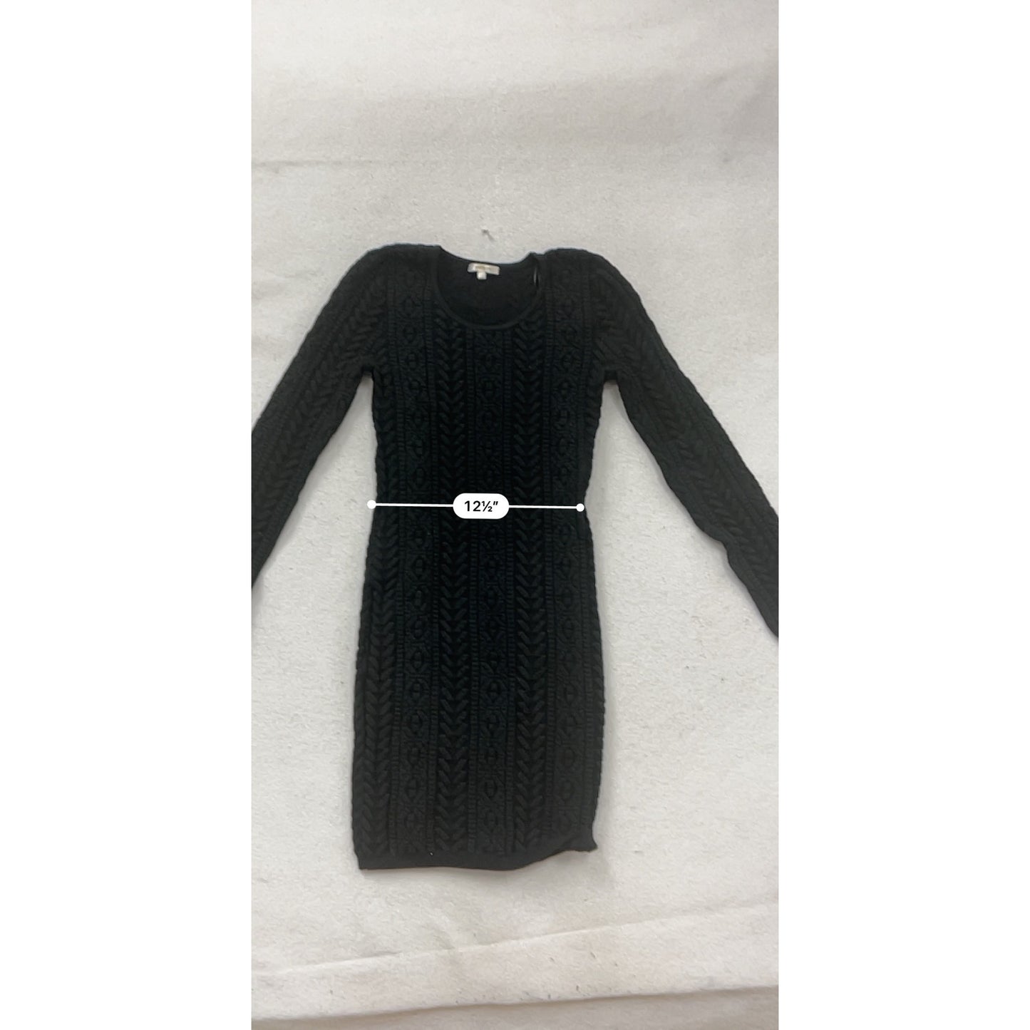 Black Long-Sleeve Cable Knit Sweater Dress By Matty M #100A