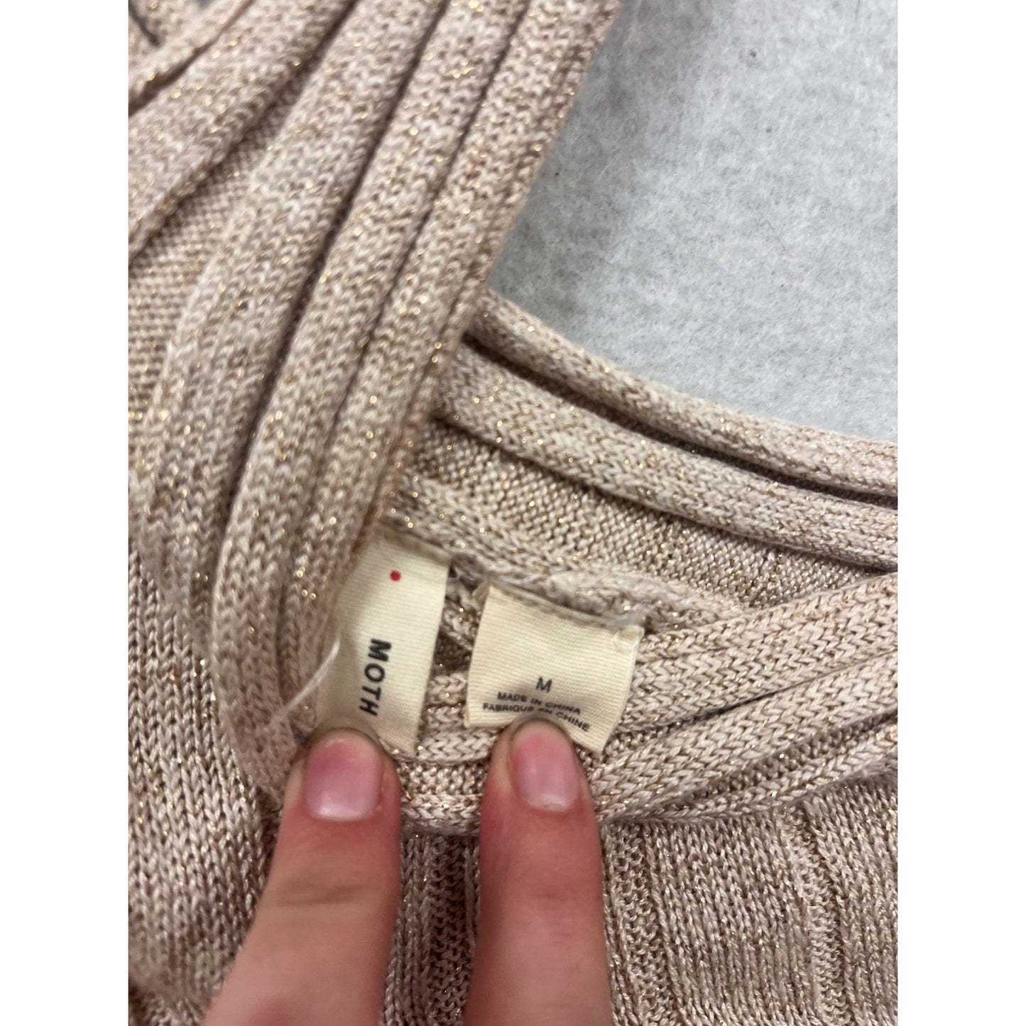 Moth Beige Knit Sleeveless Top M #812A