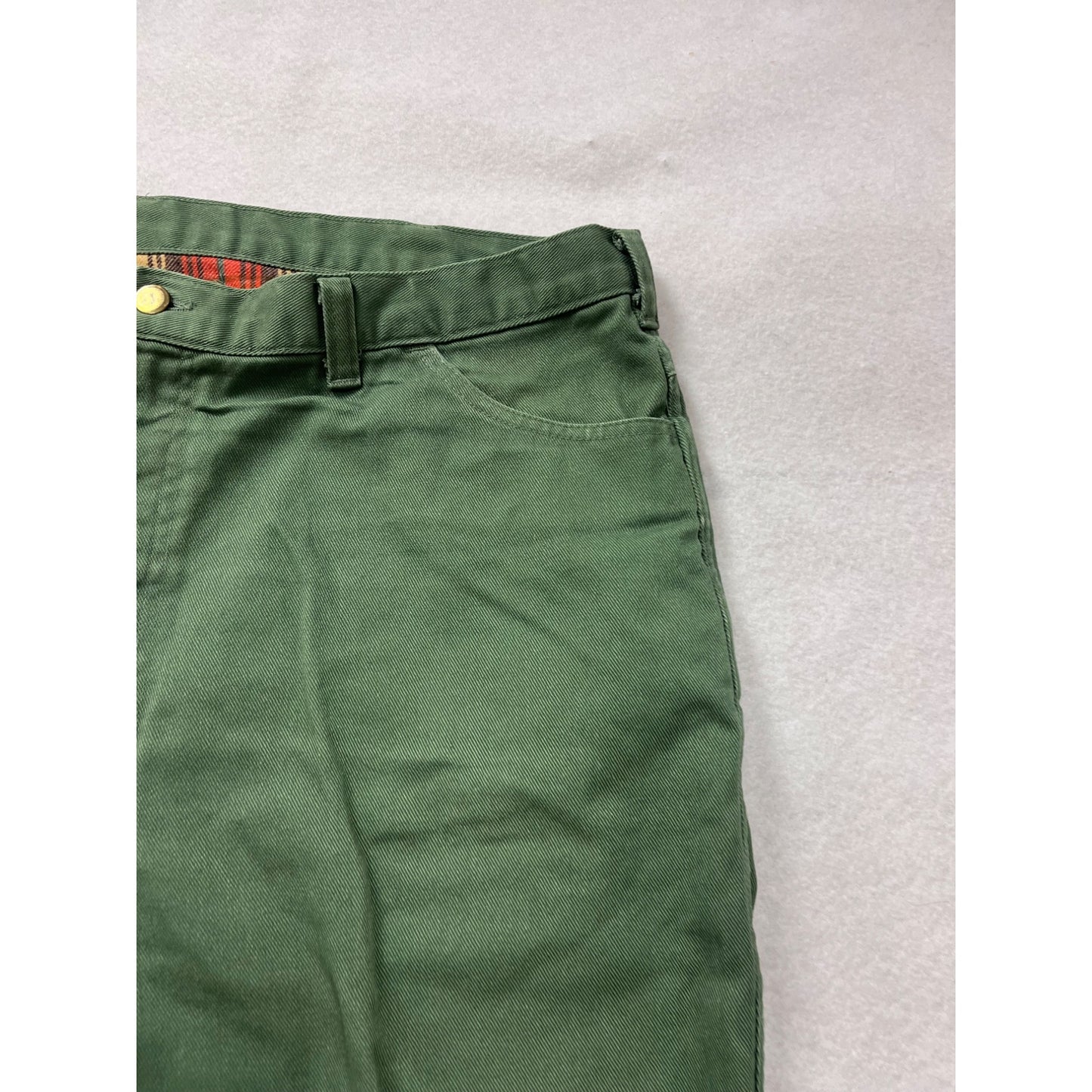 Vintage 1990s Lion Apparel Mens 44L Green Double-Lined Pants With Plaid Interior #8052