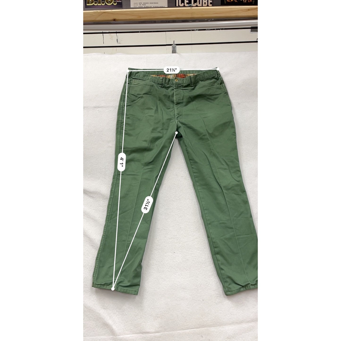 Vintage 1990s Lion Apparel Mens 44L Green Double-Lined Pants With Plaid Interior #8052