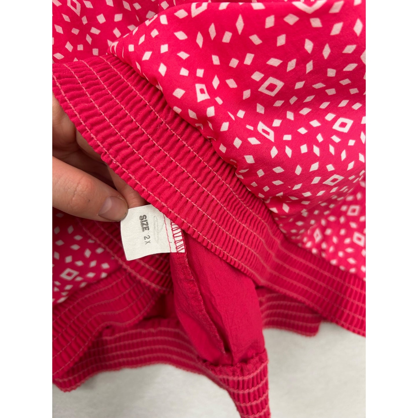 Vintage Regal Womens 80s Pink & White Geometric Print Top #6987