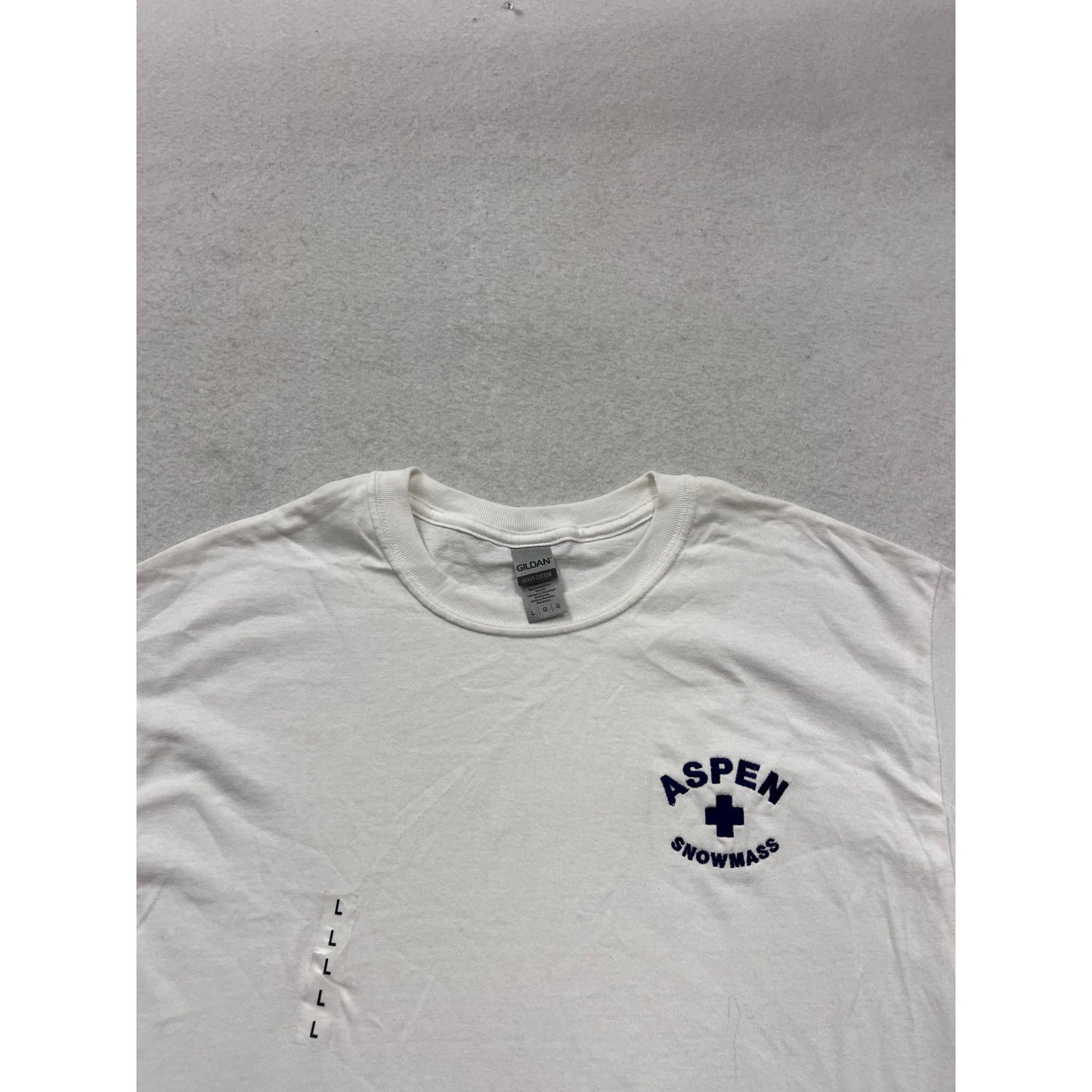 Aspen Snowmass Gildan Heavy Cotton White T-Shirt L #393A