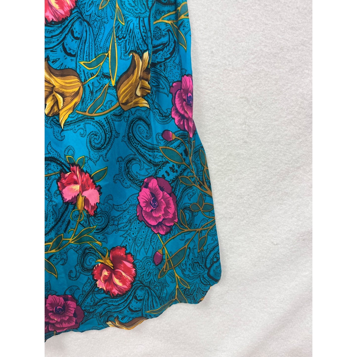 Rene Rofe Womens Medium Floral Print 100% Silk Slip Dress With Crossback Straps #6786