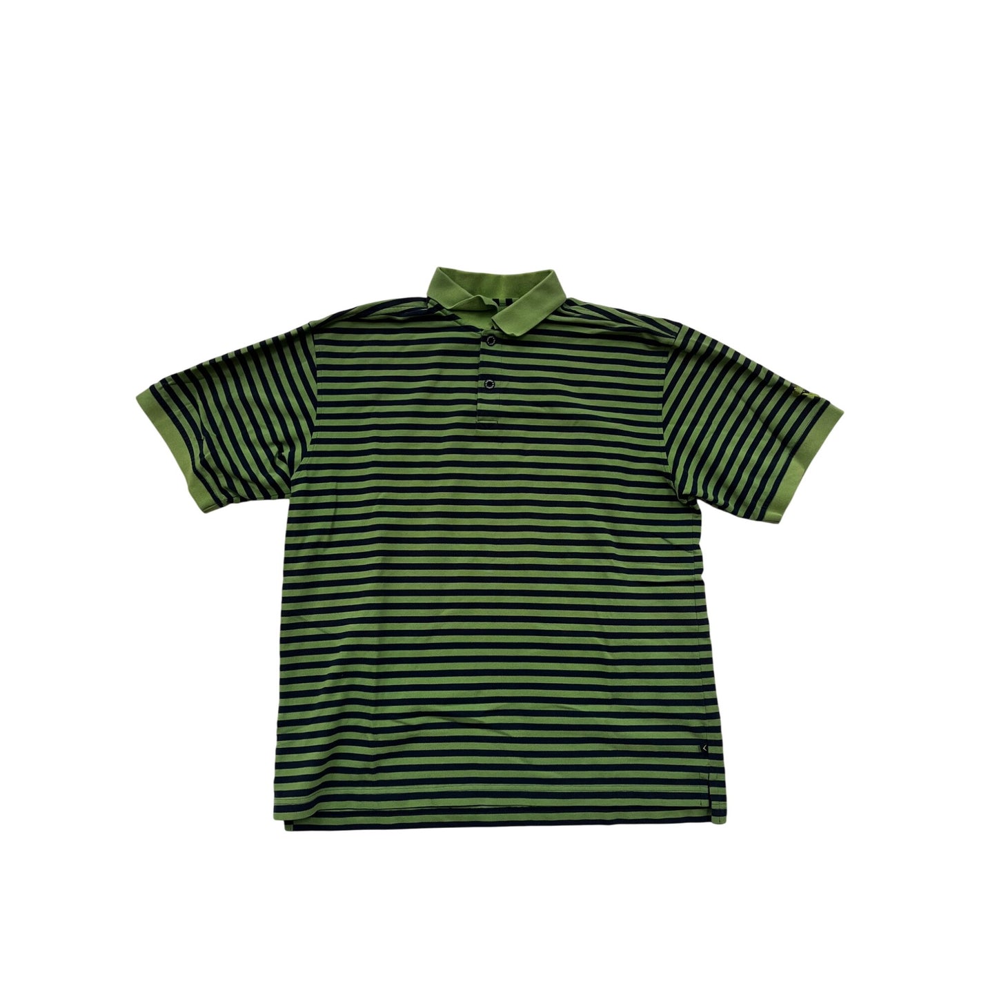 Callaway Golf Mens Medium Striped Polo Shirt Green & Navy Short Sleeve #6532