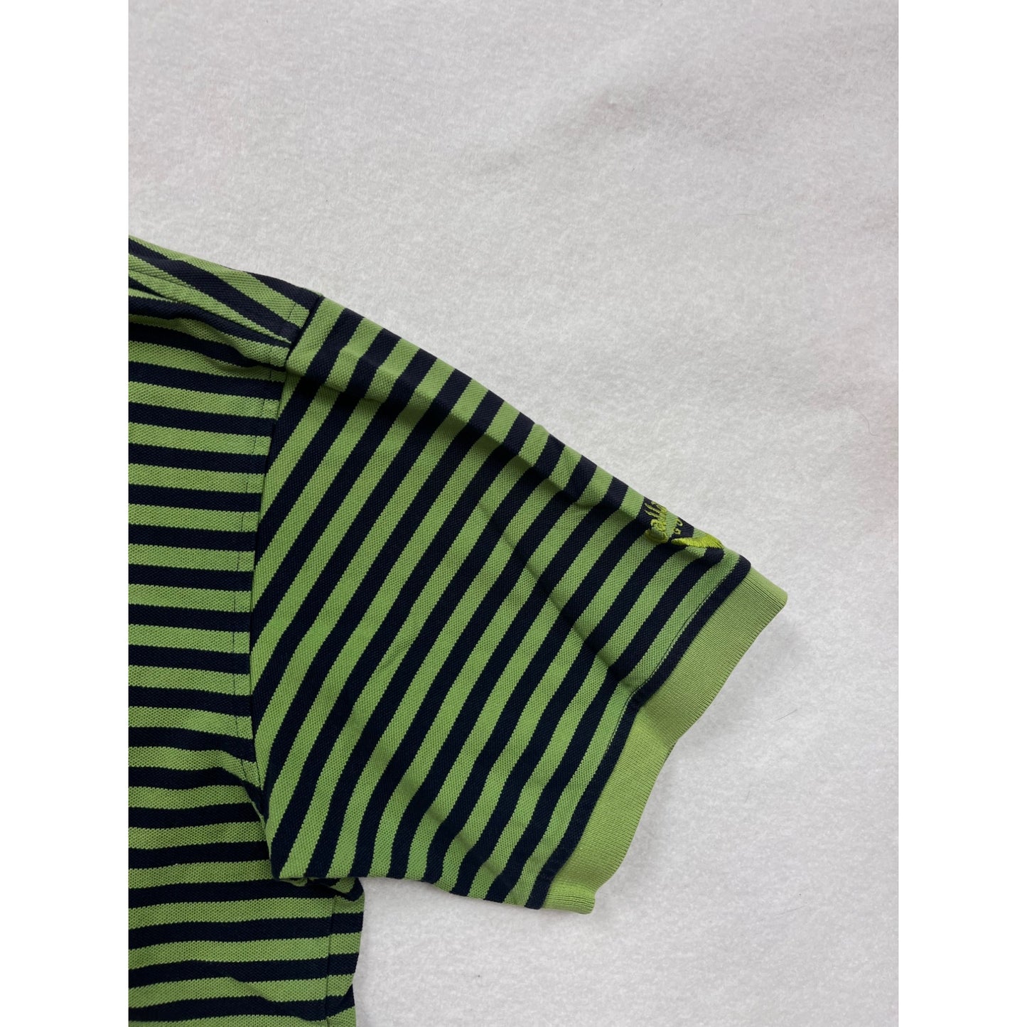 Callaway Golf Mens Medium Striped Polo Shirt Green & Navy Short Sleeve #6532