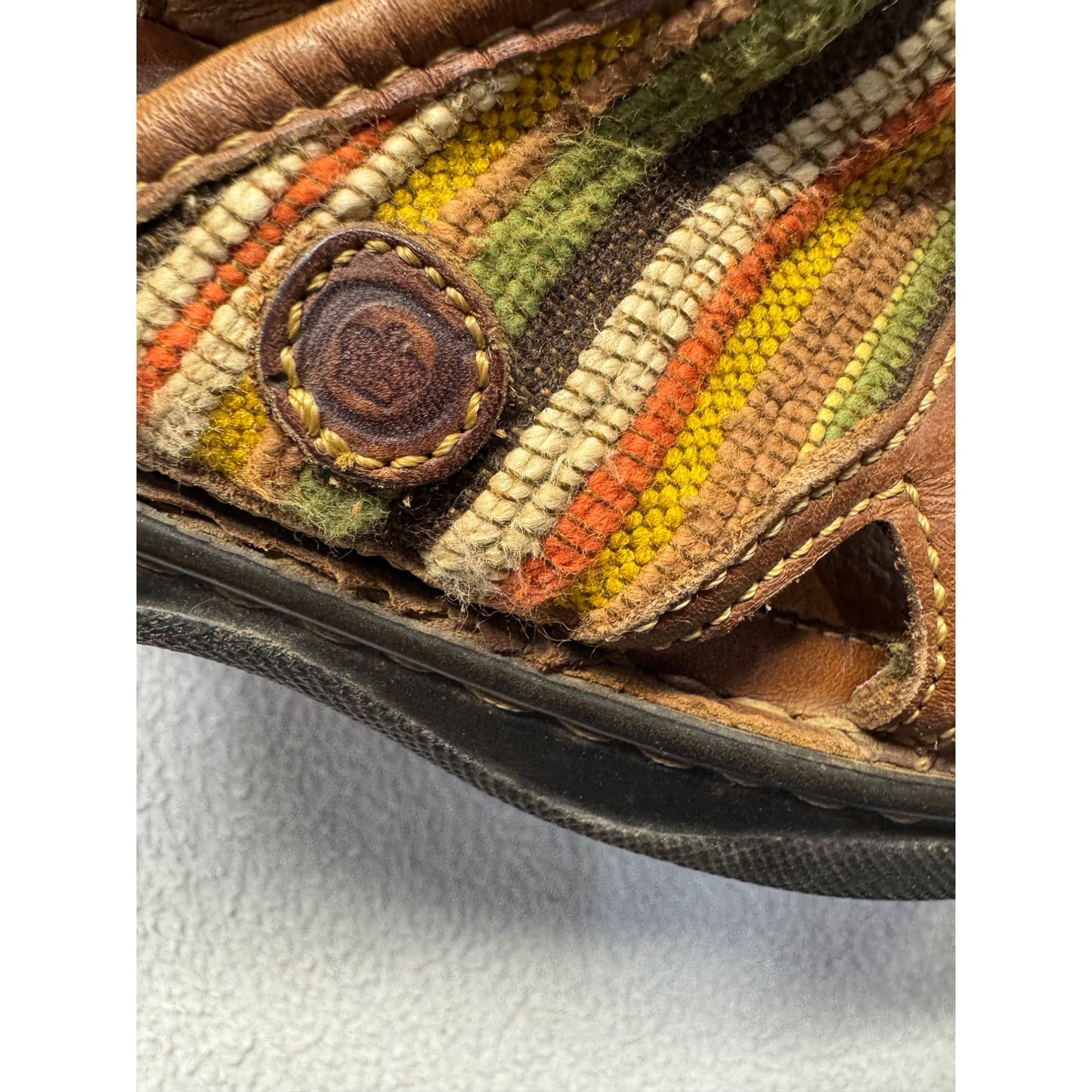 Born Multicolor Striped Leather Slip-On Sandals Size 8#9408