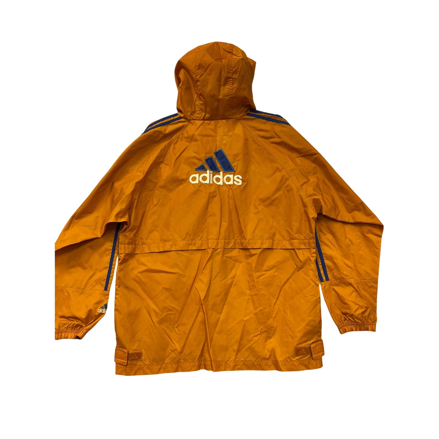 Adidas Mens Medium Hooded Windbreaker Jacket Orange/Blue #6242