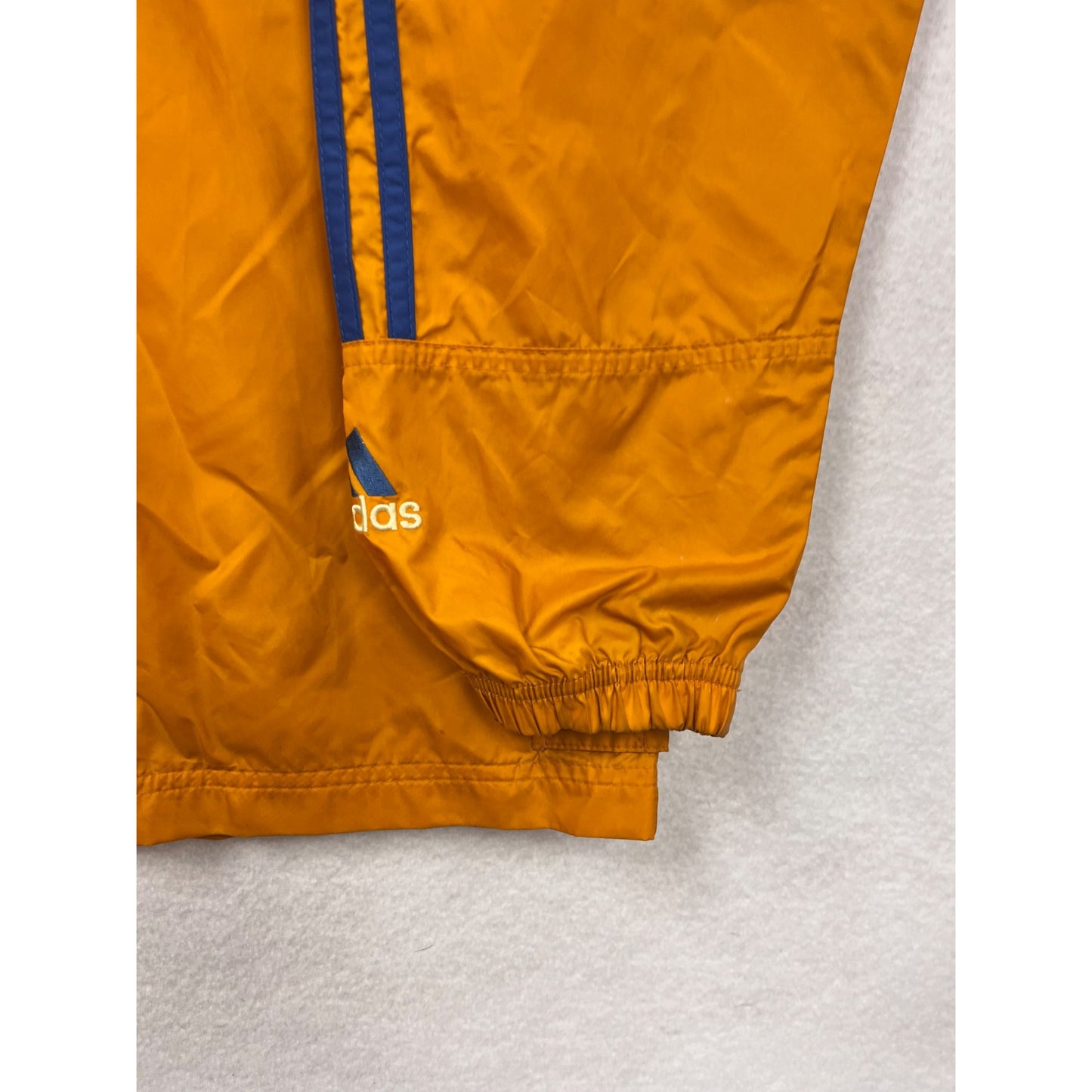Adidas Mens Medium Hooded Windbreaker Jacket Orange/Blue #6242