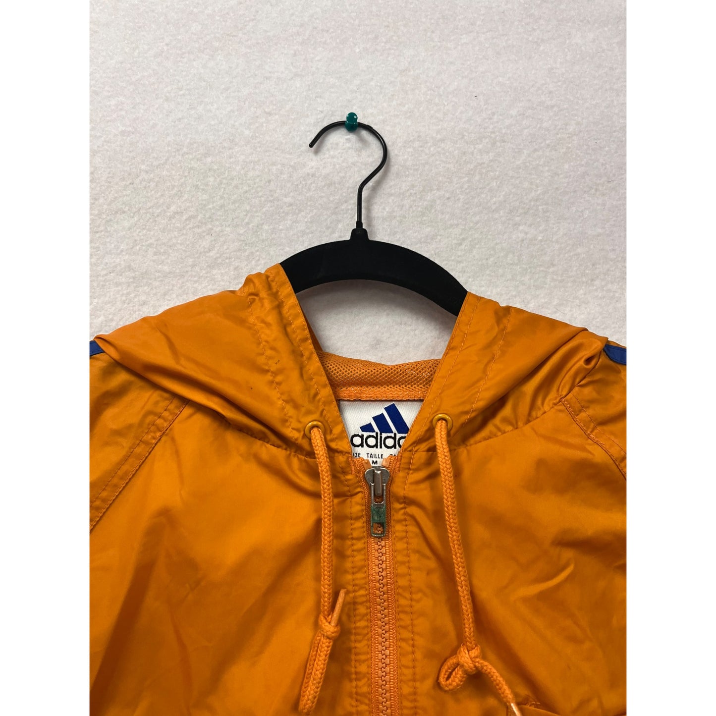 Adidas Mens Medium Hooded Windbreaker Jacket Orange/Blue #6242
