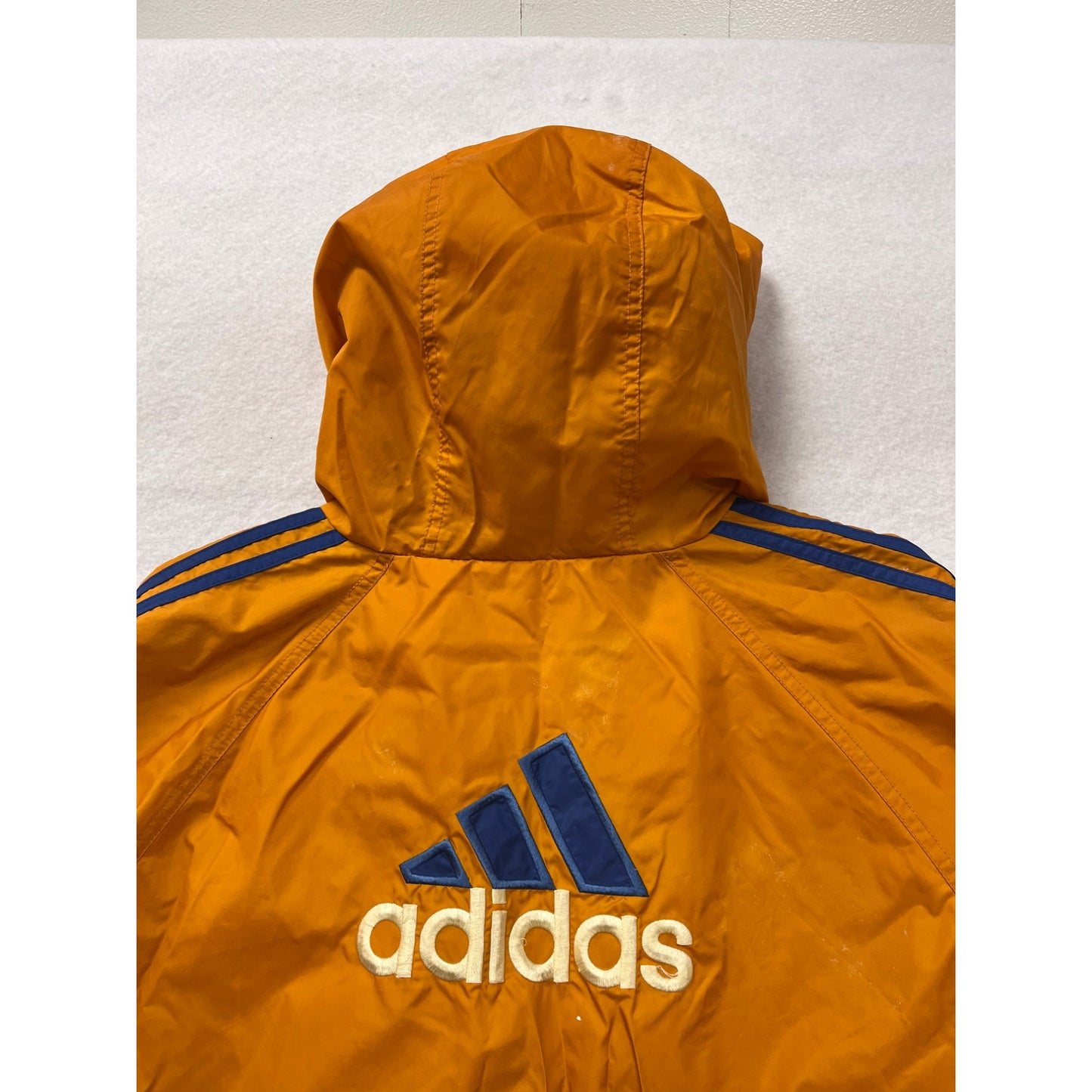 Adidas Mens Medium Hooded Windbreaker Jacket Orange/Blue #6242
