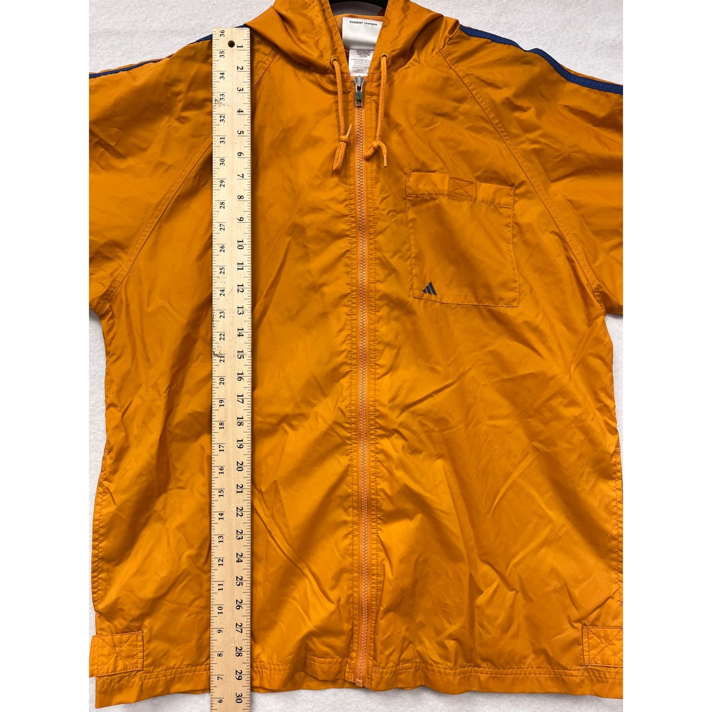 Adidas Mens Medium Hooded Windbreaker Jacket Orange/Blue #6242