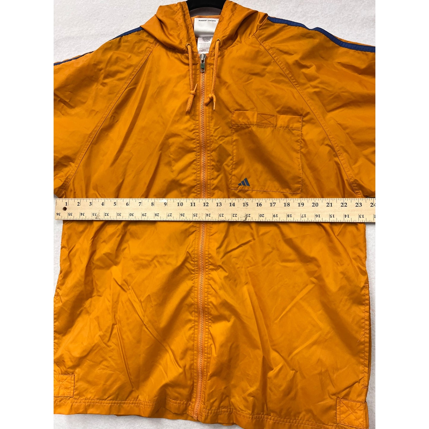 Adidas Mens Medium Hooded Windbreaker Jacket Orange/Blue #6242