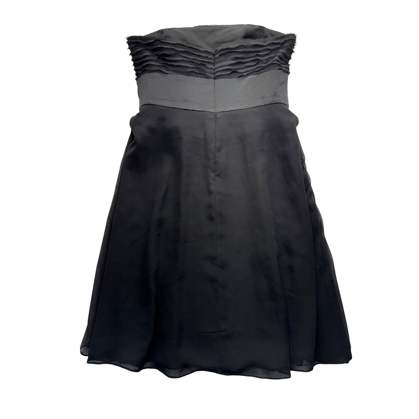 Strapless Black Dress W/ Ruched Bodice & Rosette Detail By JS Collections #7848