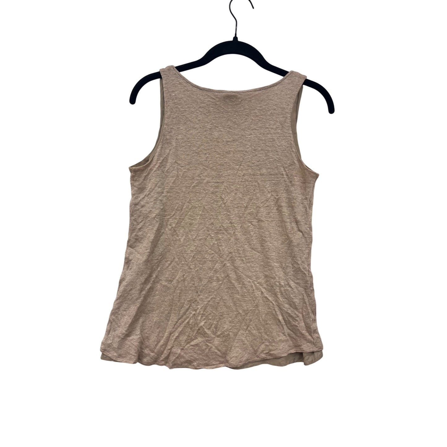 Ecru Womens Small Beige Linen V-Neck Tank Top #6813