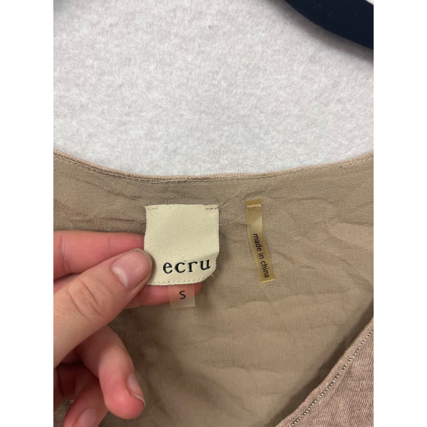 Ecru Womens Small Beige Linen V-Neck Tank Top #6813