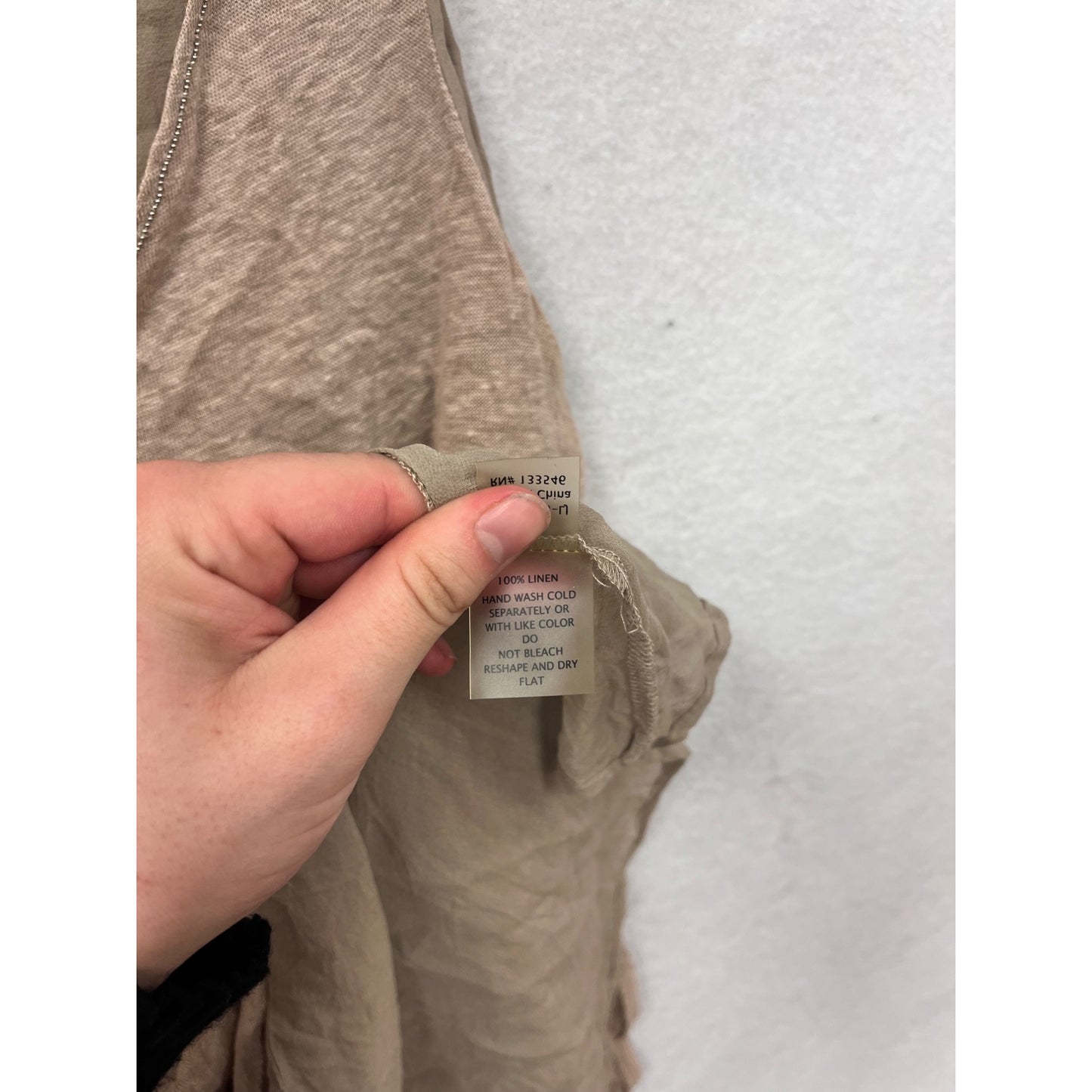 Ecru Womens Small Beige Linen V-Neck Tank Top #6813