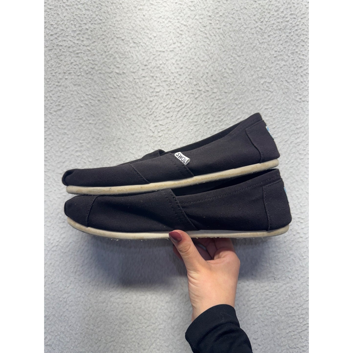 Toms Black Canvas Slip-On Shoes Size 9 Women #9024