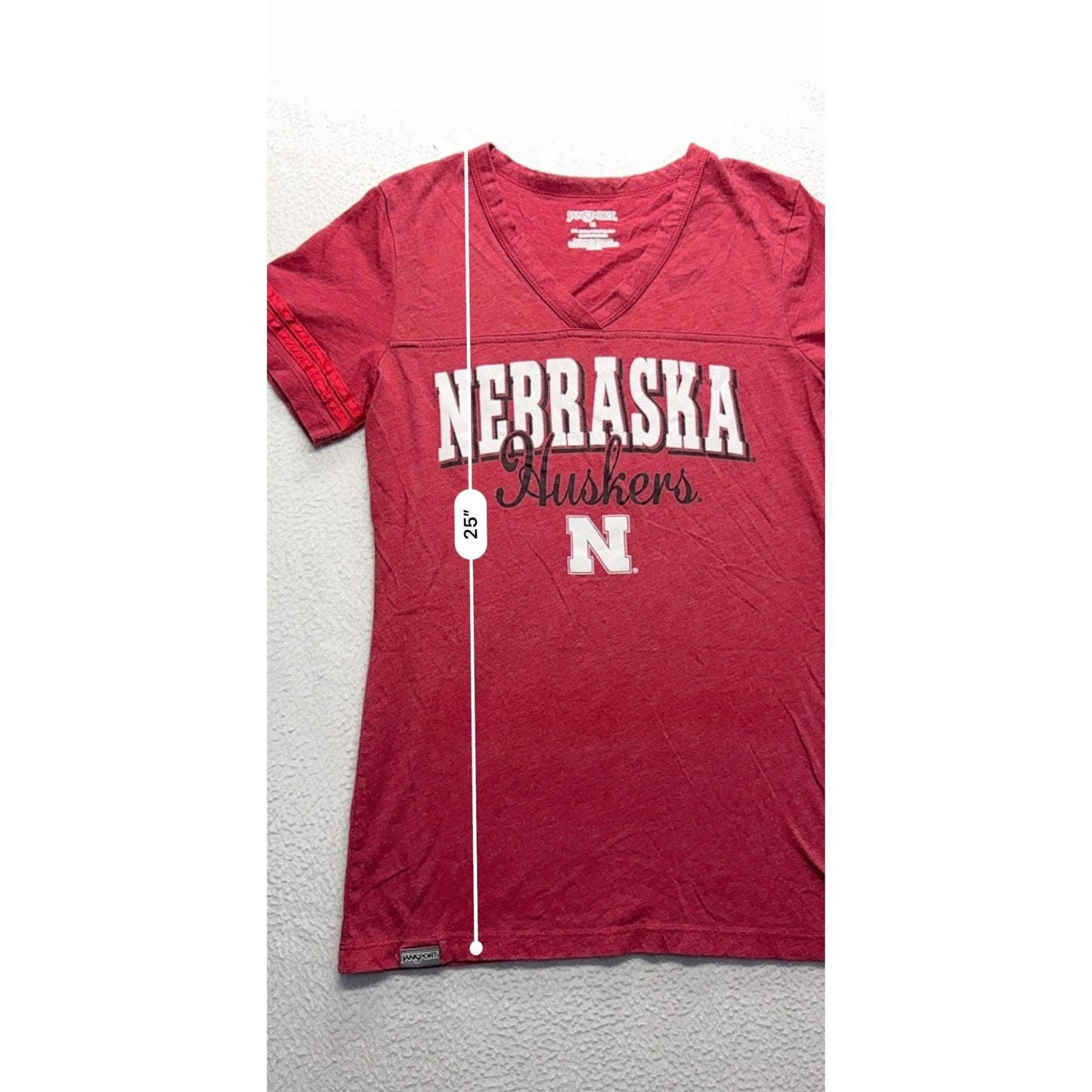 Nebraska Huskers Womens Red V-Neck T-Shirt By JanSport #7445