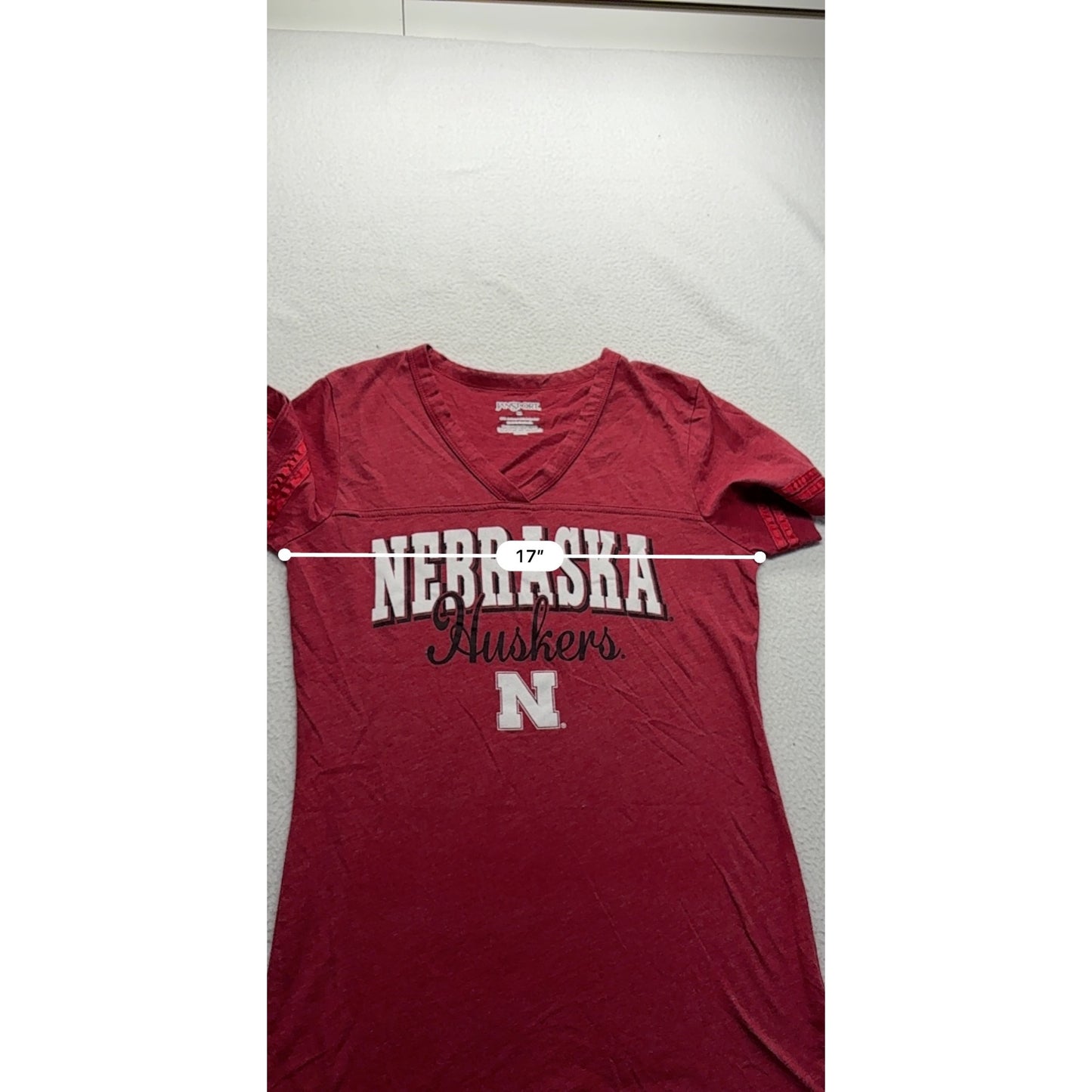 Nebraska Huskers Womens Red V-Neck T-Shirt By JanSport #7445