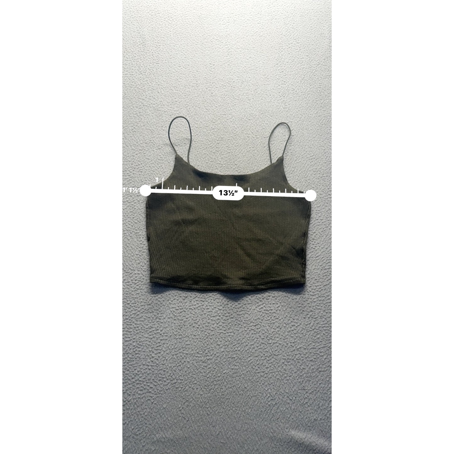 Ribbed Olive Green Spaghetti Strap Crop Top By Garage P/S #9721