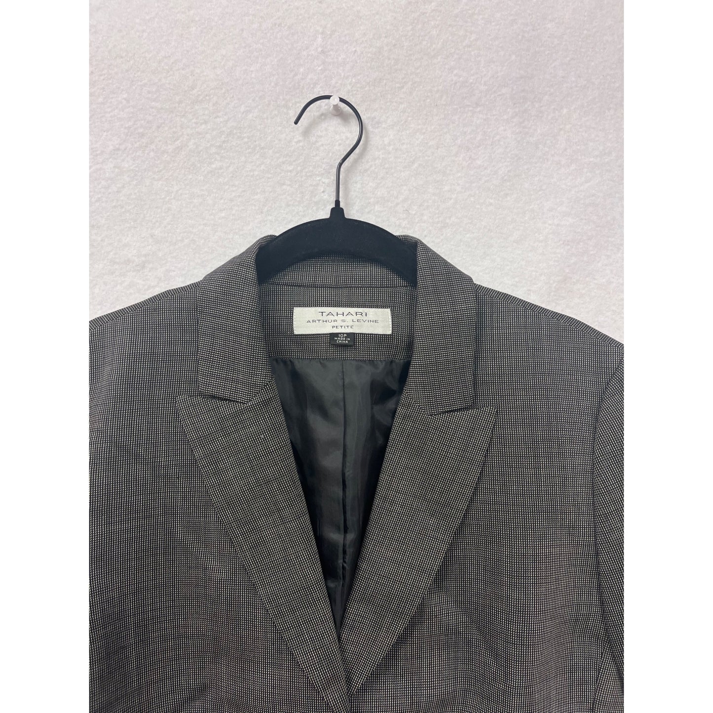 Tahari Arthur S. Levine Womens Gray 10P Petite Two-Button Wool Blend Blazer #6681