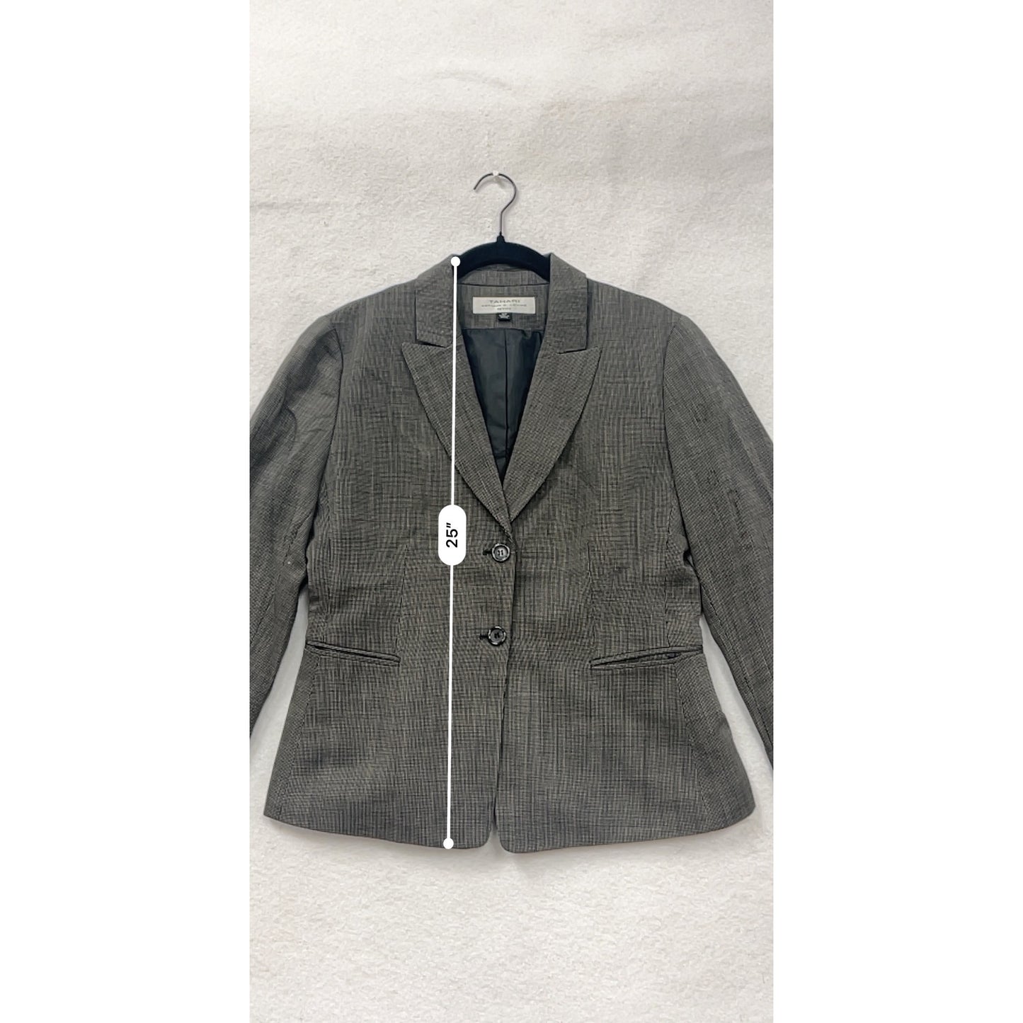 Tahari Arthur S. Levine Womens Gray 10P Petite Two-Button Wool Blend Blazer #6681