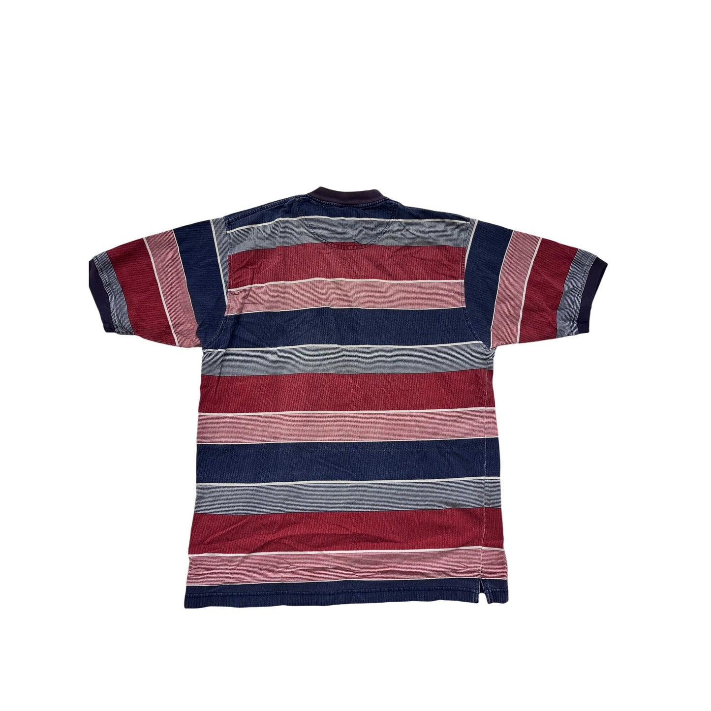 Large Vintage Puritan Special Edition Mens Striped Henley Tee 100% Cotton Red/Blue Stripes #6531