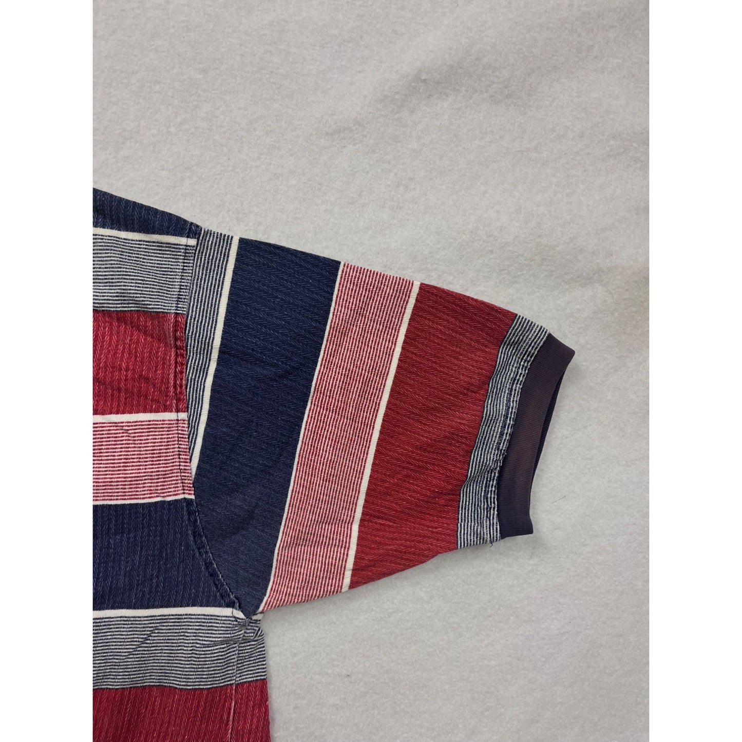 Large Vintage Puritan Special Edition Mens Striped Henley Tee 100% Cotton Red/Blue Stripes #6531