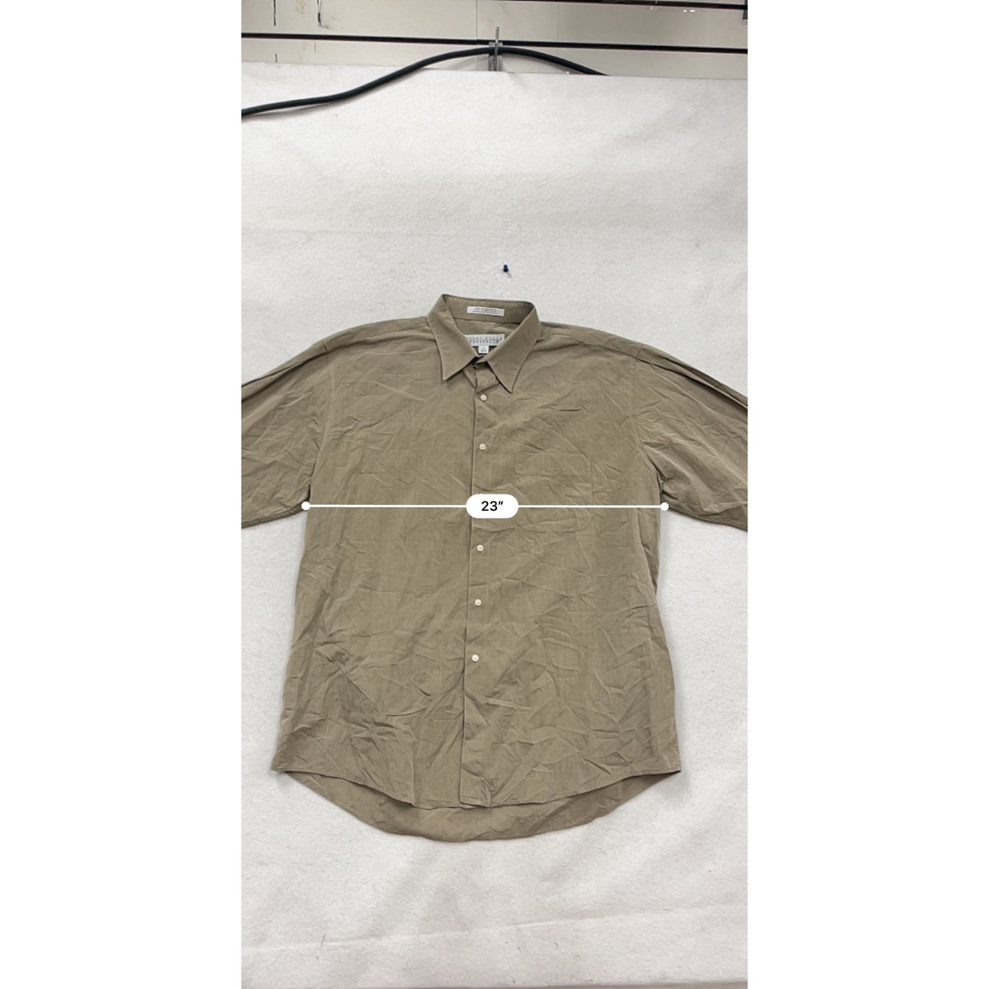 Perry Ellis Portfolio Button-Up Shirt 17 34-35 Cotton Taupe #846A