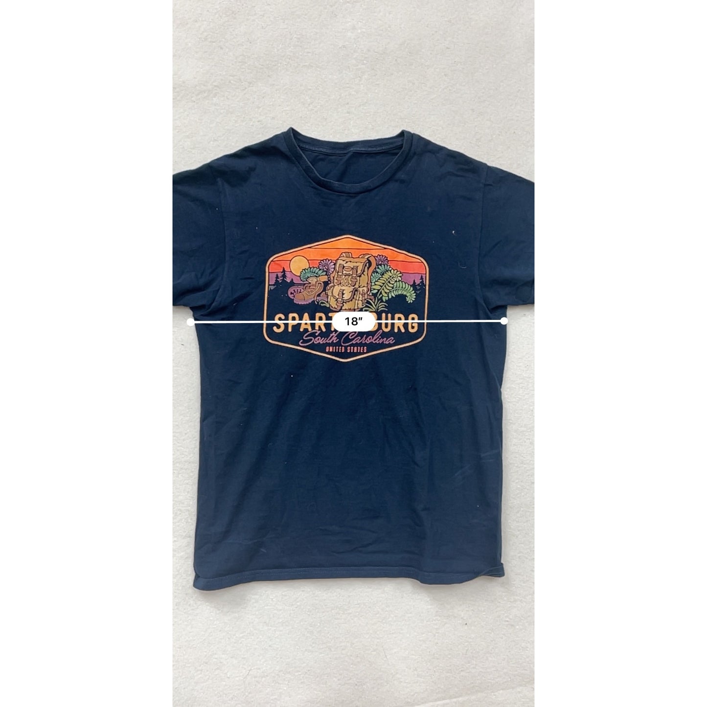 Spartanburg South Carolina Graphic Tee Navy Blue Short Sleeve S/M #8787