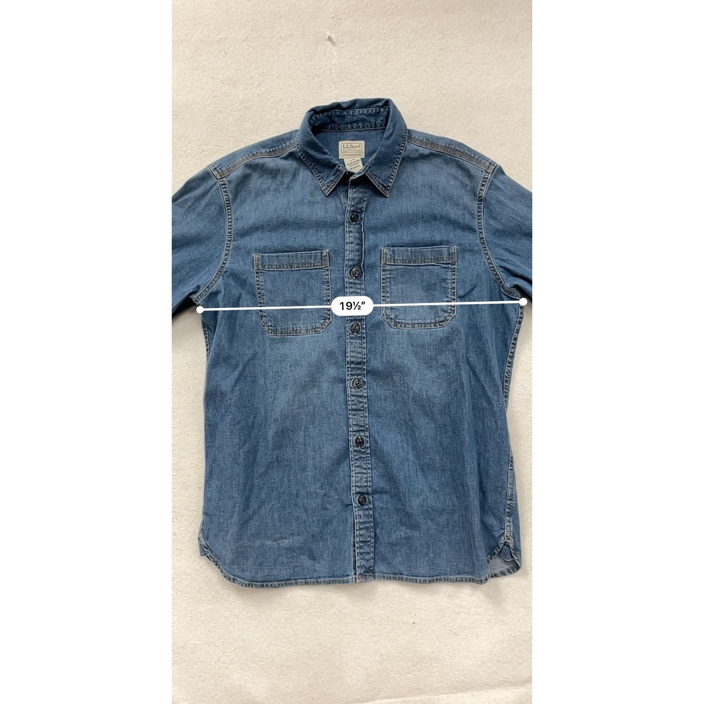 L.L.Bean Denim Shirt M Traditional Fit Cotton Blend Blue #8323