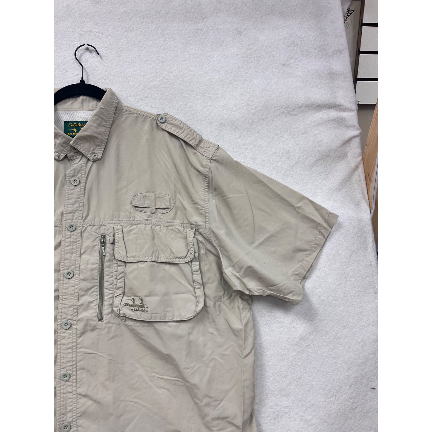 Cabelas Guidewear Mens 2XL Tall Beige Short Sleeve Fishing Shirt #8145