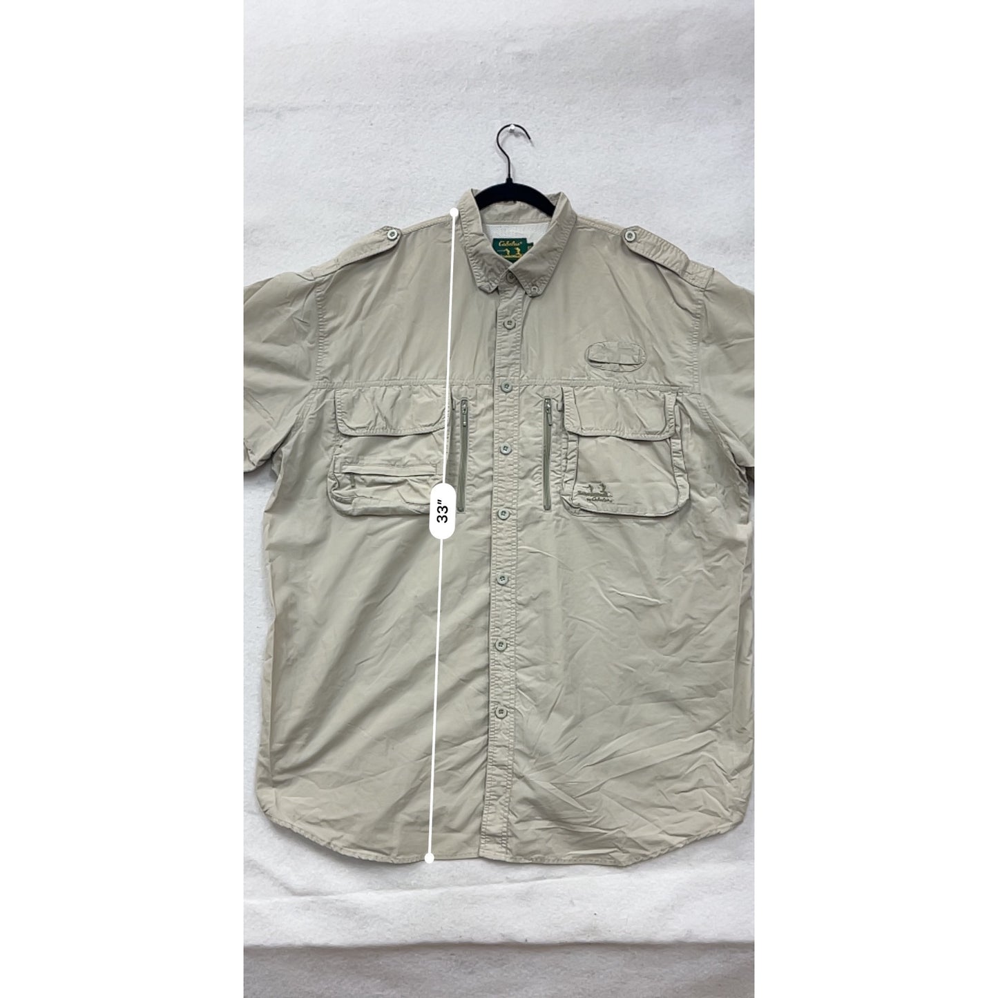 Cabelas Guidewear Mens 2XL Tall Beige Short Sleeve Fishing Shirt #8145