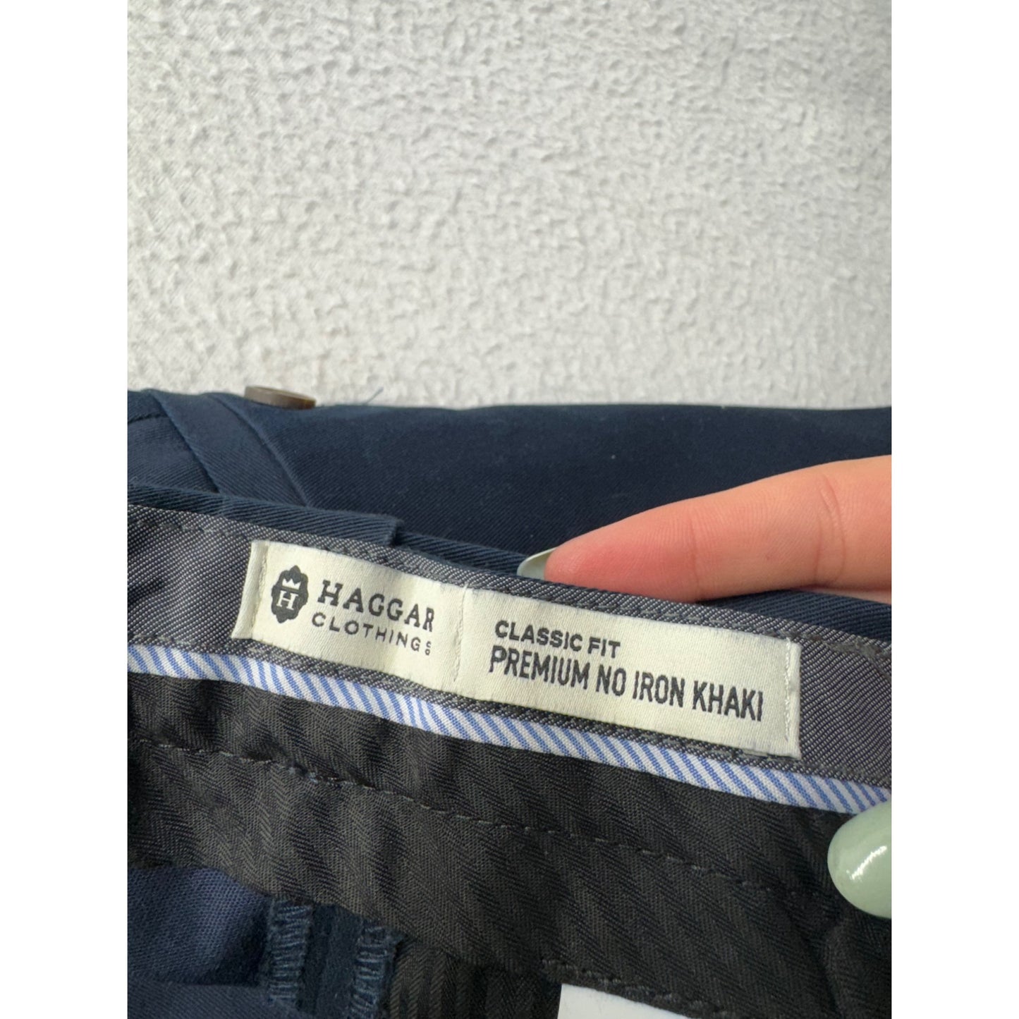 Haggar Mens Classic Fit Navy Premium Pants 36x29 Cotton Blend #7786
